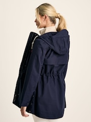 Joules Padstow Navy Blue Waterproof Raincoat With Hood - Image 2 of 9