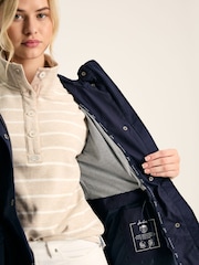 Joules Padstow Navy Blue Waterproof Raincoat With Hood - Image 5 of 9