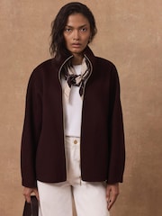 Mint Velvet Red Wool Blend Hand Finished Bomber Jacket - Image 1 of 7