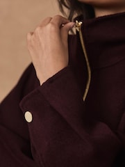 Mint Velvet Red Wool Blend Hand Finished Bomber Jacket - Image 5 of 7