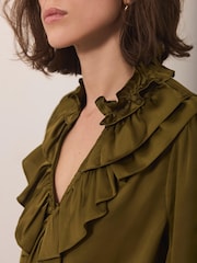 Mint Velvet Satin Ruffle Blouse - 8суретінің 4 суреті