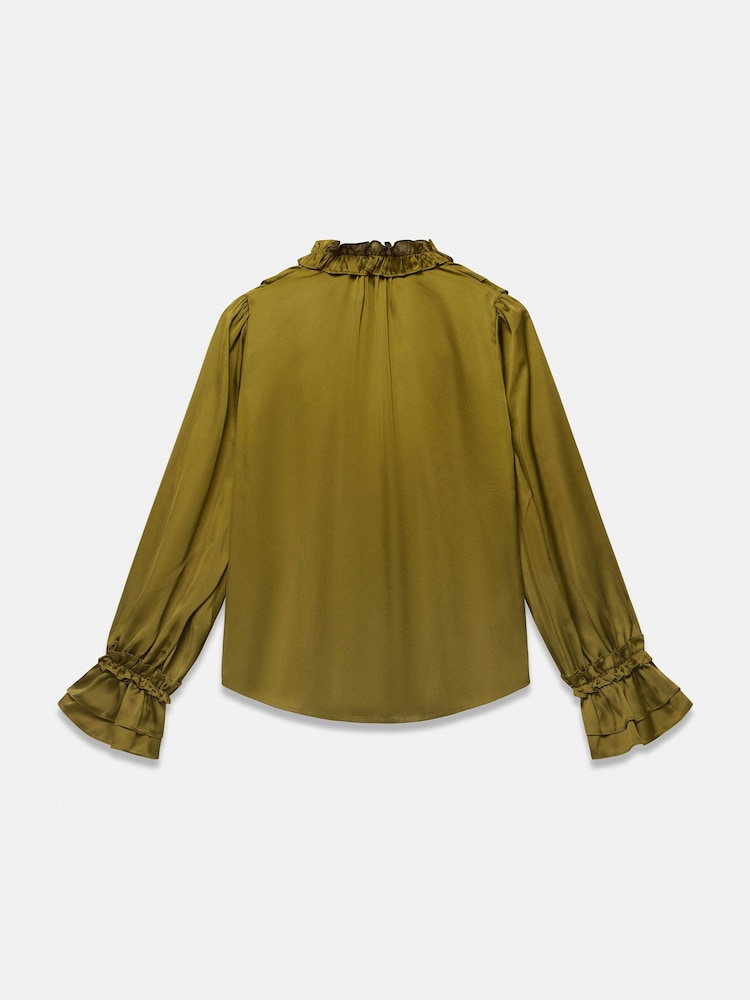 Mint Velvet Satin Ruffle Blouse - 8суретінің 8 суреті