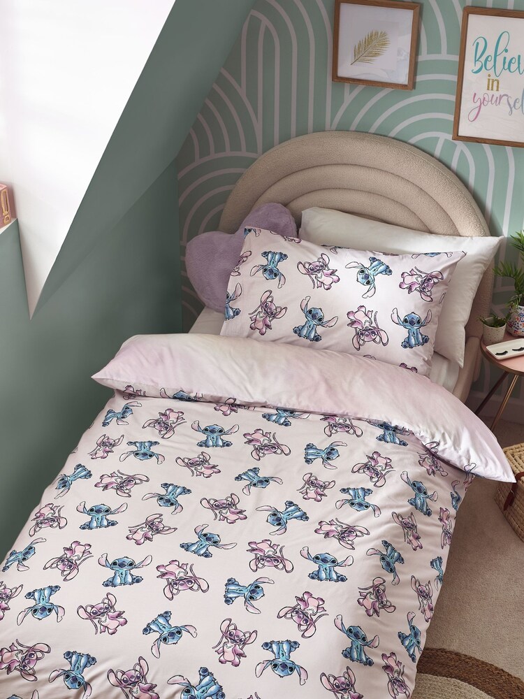 Lilo & Stitch Purple Reversible 100% Cotton Duvet Cover and Pillowcase Set