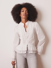 Mint Velvet White Lace Ruffle Blouse - Image 1 of 8