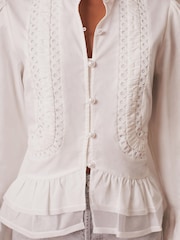 Mint Velvet White Lace Ruffle Blouse - Image 3 of 8