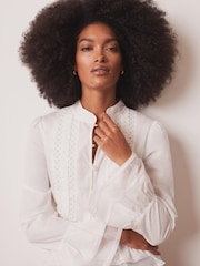 Mint Velvet White Lace Ruffle Blouse - Image 6 of 8