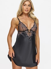 Ann Summers Black Idolising Ditsy Floral Embroidery Chemise - Image 1 of 4