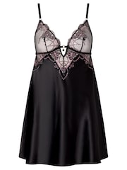 Ann Summers Black Idolising Ditsy Floral Embroidery Chemise - Image 4 of 4
