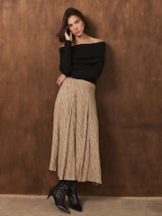 Mint Velvet Natural Spot Print Skirt - Image 1 of 7