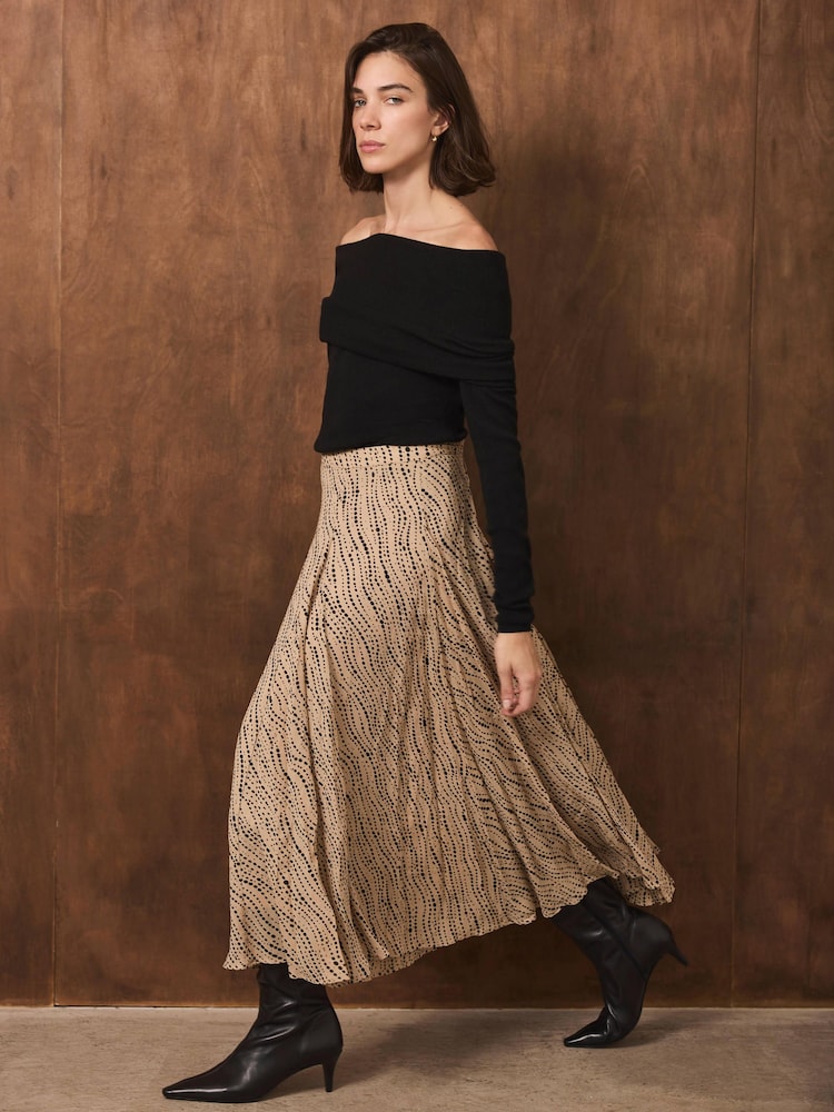 Mint Velvet Natural Spot Print Skirt - Image 2 of 7