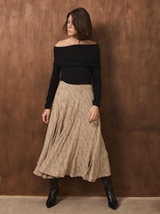 Mint Velvet Natural Spot Print Skirt - Image 3 of 7
