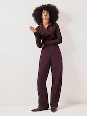 Mint Velvet Red Lace Button Top - Image 3 of 7