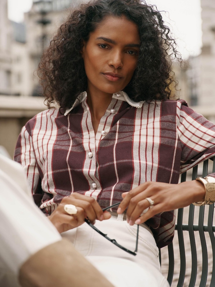 Mint Velvet Red Checked Cotton Shirt - Image 1 of 8 Mint Velvet Red Checked Cotton Shirt - Image 1 of 8