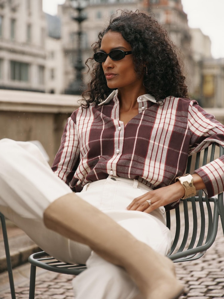 Mint Velvet Red Checked Cotton Shirt - Image 2 of 8 Mint Velvet Red Checked Cotton Shirt - Image 2 of 8
