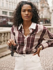 Mint Velvet Red Checked Cotton Shirt - Image 4 of 8