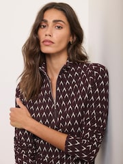 Mint Velvet Red Jacquard Half Zip Top - Image 2 of 7
