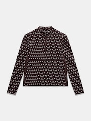 Mint Velvet Red Jacquard Half Zip Top - Image 6 of 7