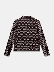 Mint Velvet Red Jacquard Half Zip Top - Image 7 of 7
