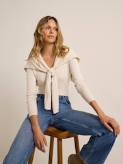 Mint Velvet Natural Cotton Blend Scarf Detail Knit Cardigan - Image 5 of 8