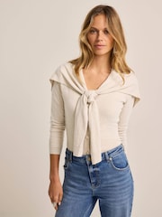 Mint Velvet Natural Cotton Blend Scarf Detail Knit Cardigan - Image 6 of 8