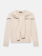 Mint Velvet Natural Cotton Blend Scarf Detail Knit Cardigan - Image 7 of 8