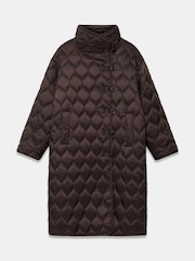 Mint Velvet Brown Quilted Funnel Neck Longline Parka Coat - Image 6 of 7