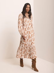 Mint Velvet Natural Floral Print Midi Dress - Image 1 of 7