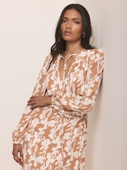 Mint Velvet Natural Floral Print Midi Dress - Image 3 of 7