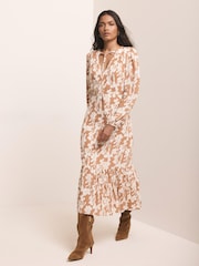 Mint Velvet Natural Floral Print Midi Dress - Image 4 of 7