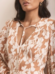 Mint Velvet Natural Floral Print Midi Dress - Image 5 of 7