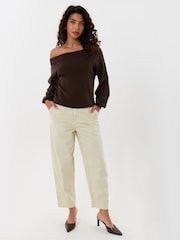 Threadbare Cream Barrel Leg Jeans - Image 1 of 4