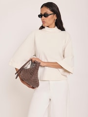 Κρεμ - Mint Velvet Cotton High Neck Top - Εικόνα 2 από 7