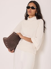 Κρεμ - Mint Velvet Cotton High Neck Top - Εικόνα 5 από 7