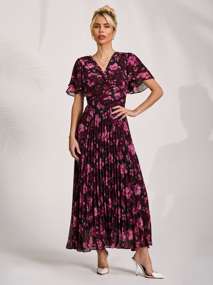 Jolie Moi Purple Chiffon Pleated Maxi Dress - Image 1 of 6 Jolie Moi Purple Chiffon Pleated Maxi Dress - Image 1 of 6