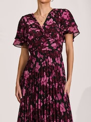 Jolie Moi Purple Chiffon Pleated Maxi Dress - Image 3 of 6