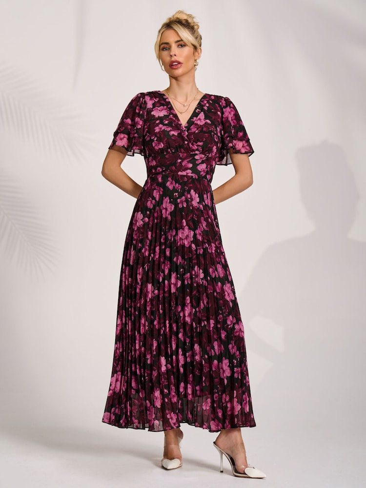 Jolie Moi Purple Chiffon Pleated Maxi Dress - Image 6 of 6 Jolie Moi Purple Chiffon Pleated Maxi Dress - Image 6 of 6