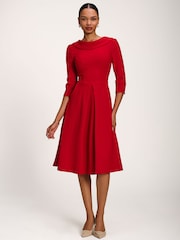 Jolie Moi Red Roll Neck ¾ Sleeve Midi Dress - Image 5 of 6