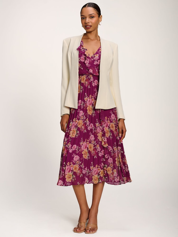 Jolie Moi Pink Printed Chiffon Midi Dress - Image 1 of 6