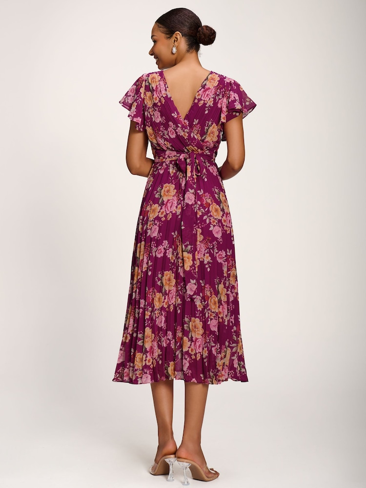 Jolie Moi Pink Printed Chiffon Midi Dress - Image 2 of 6