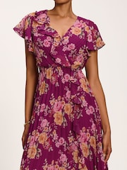 Jolie Moi Pink Printed Chiffon Midi Dress - Image 3 of 6