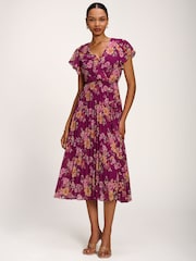 Jolie Moi Pink Printed Chiffon Midi Dress - Image 4 of 6