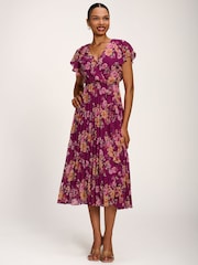 Jolie Moi Pink Printed Chiffon Midi Dress - Image 5 of 6