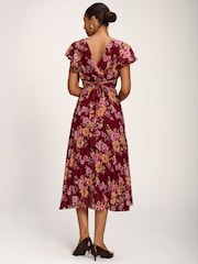Jolie Moi Red Printed Chiffon Midi Dress - Image 2 of 6