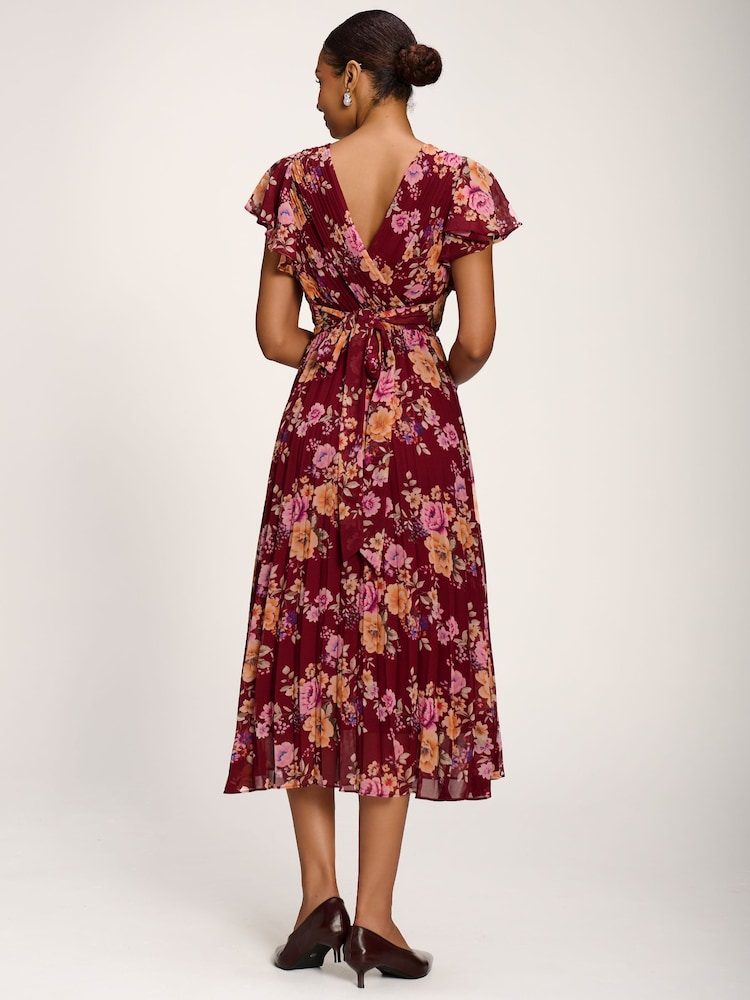 Jolie Moi Red Printed Chiffon Midi Dress - Image 2 of 6