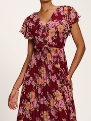 Jolie Moi Red Printed Chiffon Midi Dress - Image 4 of 6