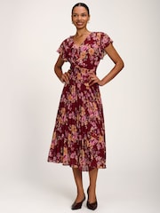Jolie Moi Red Printed Chiffon Midi Dress - Image 5 of 6