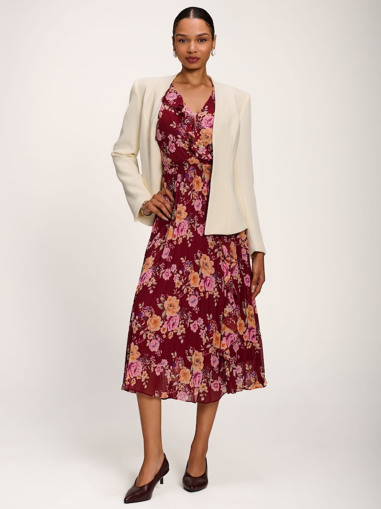 Jolie Moi Red Printed Chiffon Midi Dress - Image 6 of 6