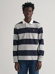 GANT Grey Shield Barstripe Rugby 100% Cotton Shirt - Image 1 of 5