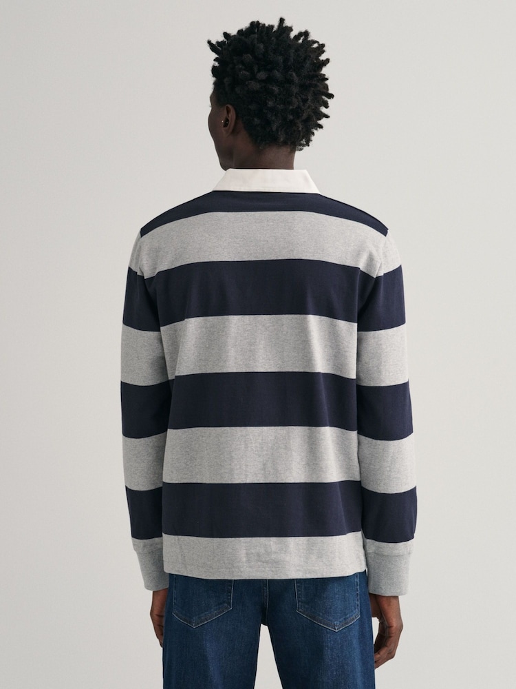 GANT Grey Shield Barstripe Rugby 100% Cotton Shirt - Image 2 of 5