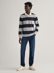 GANT Grey Shield Barstripe Rugby 100% Cotton Shirt - Image 3 of 5